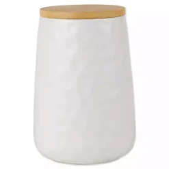 Kirklands Home Kitchen Storage|Dimpled Bamboo Canisters, Set of 2 White