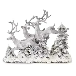 White Distressed Running Reindeer Figurine Christmas Decorations