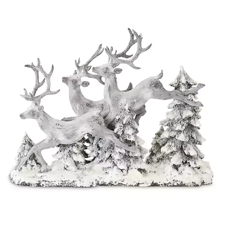 White Distressed Running Reindeer Figurine Christmas Decorations