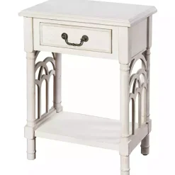 Kirklands Home Accent & End Tables|1-Drawer Cathedral Sides Accent Table White