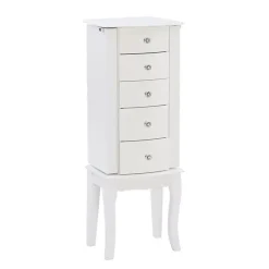 Kirklands Home Dressers & Chests|5-Drawer Jasmine Petite Jewelry Armoire White
