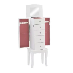 Kirklands Home Dressers & Chests|5-Drawer Jasmine Petite Jewelry Armoire White