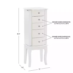 Kirklands Home Dressers & Chests|5-Drawer Jasmine Petite Jewelry Armoire White