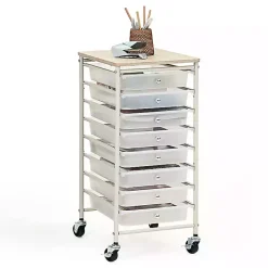 Kirklands Home Office Furniture|8-Drawer Rolling Storage Cart White
