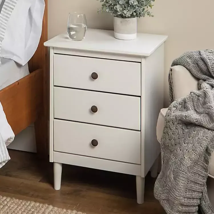 Kirklands Home Nightstands|3-Drawer Wood Nightstand White