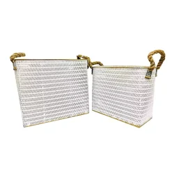 Online Embossed Metal Bins, Set of 2 Baskets & Boxes
