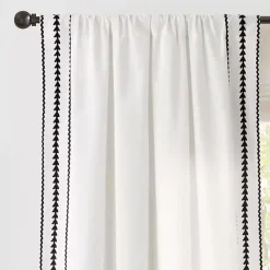 Kirklands Home Curtains & Drapes|Embroidered Ric Rac Curtain Panel, 84 in. White