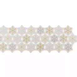 Kirklands Home Table Linens|White Embroidered Snowflakes Table Runner
