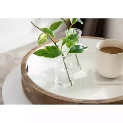 Outlet White Enameled Round Mango Wood Tray Decorative Trays