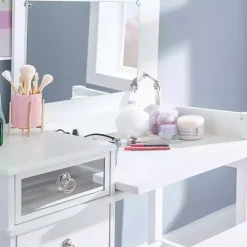 Kirklands Home Dressers & Chests|Eva Mirrored 2-pc. Vanity Set White