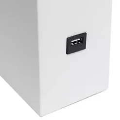 Kirklands Home Table Lamps|Faux Leather Charging Table Lamp White