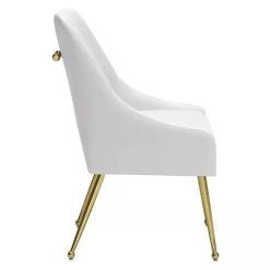 Kirklands Home Dining Chairs|Faux Leather Gold Maxine Dining Chair White
