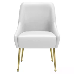 Kirklands Home Dining Chairs|Faux Leather Gold Maxine Dining Chair White