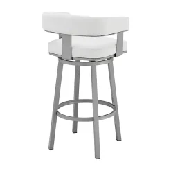 Kirklands Home Bar Stools & Counter Height Stools|Faux Leather Lorin Swivel Counter Stool White