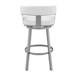 Kirklands Home Bar Stools & Counter Height Stools|Faux Leather Lorin Swivel Counter Stool White