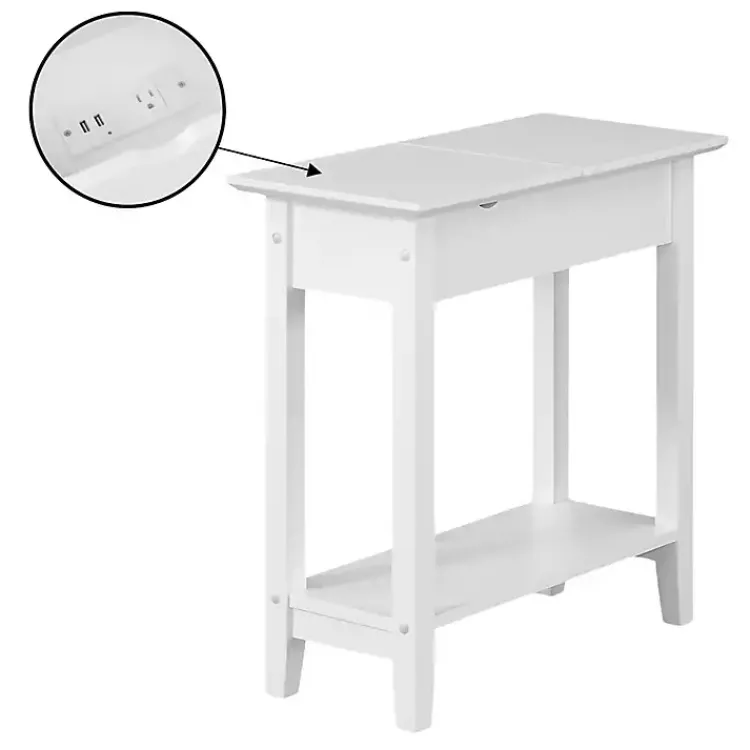 Kirklands Home Accent & End Tables|Flip Top Charging Accent Table White