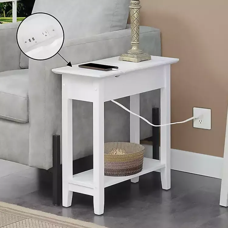 Kirklands Home Accent & End Tables|Flip Top Charging Accent Table White