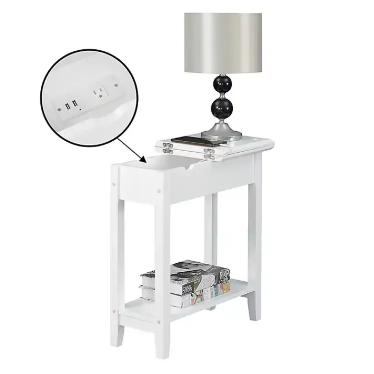 Kirklands Home Accent & End Tables|Flip Top Charging Accent Table White