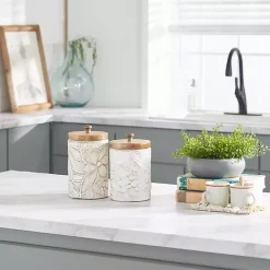 Floral Jars with Wood Lids, Set of 2 Decorative Bowls & Jars