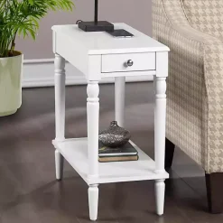 Kirklands Home Accent & End Tables|French Country Single Drawer Accent Table White