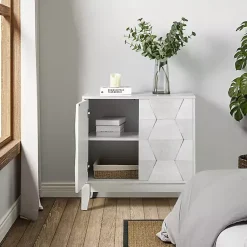 Kirklands Home Cabinets & Sideboards|Geometric Mabel 2-Door Cabinet White