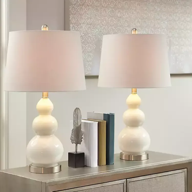 Kirklands Home Table Lamps|Glass Covey Table Lamps, Set of 2 White