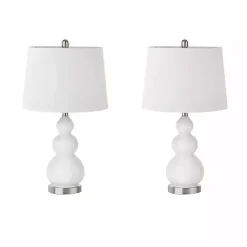 Kirklands Home Table Lamps|Glass Covey Table Lamps, Set of 2 White