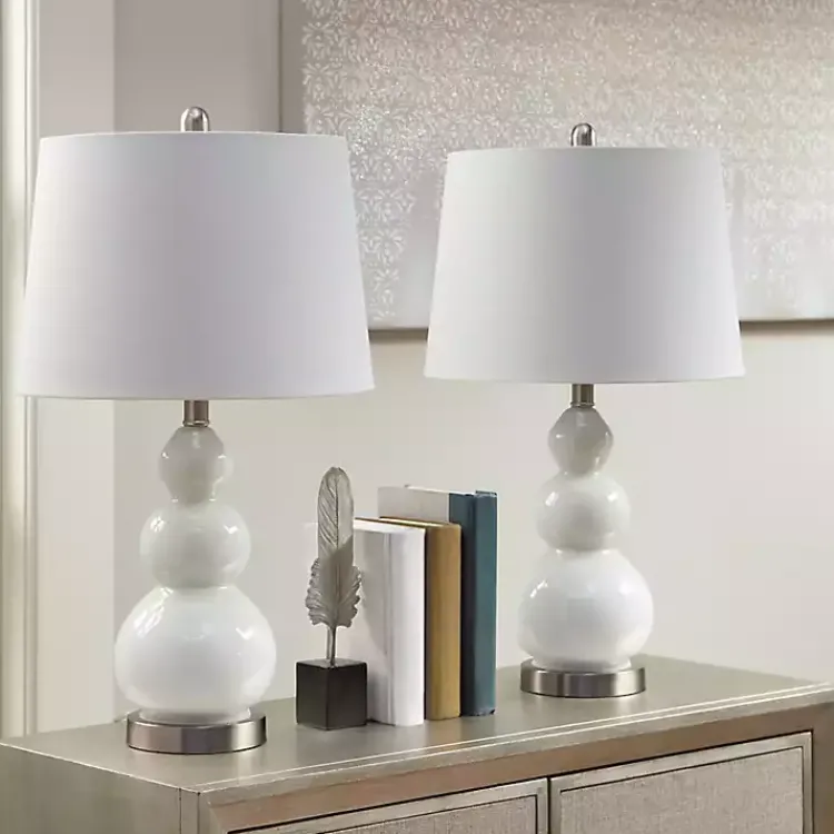 Kirklands Home Table Lamps|Glass Covey Table Lamps, Set of 2 White