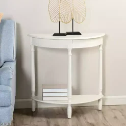 Kirklands Home Console Tables|Half Moon Tinslee Console Table White