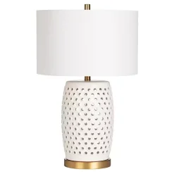 Kirklands Home Table Lamps|Hobnail Table Lamp with Nightlight White