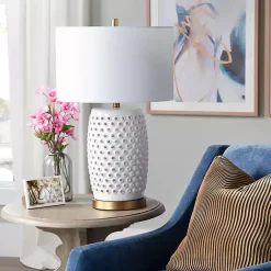 Kirklands Home Table Lamps|Hobnail Table Lamp with Nightlight White