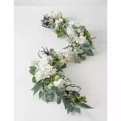 White Hydrangea Garland Arrangements & Greenery