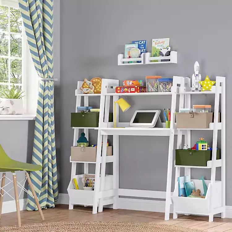 Kirklands Home Bookshelves|Ladder Shelf with Cubby, 13 in. White