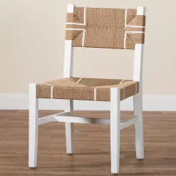 Kirklands Home Dining Chairs|White Mahogany Woven Talli Dining Chair Tan