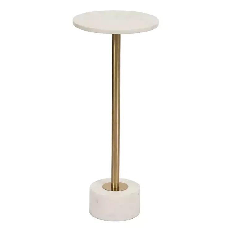 Kirklands Home Accent & End Tables|Marble & Gold Metal Round Cocktail Table White