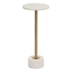 Kirklands Home Accent & End Tables|Marble & Gold Metal Round Cocktail Table White