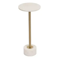 Kirklands Home Accent & End Tables|Marble & Gold Metal Round Cocktail Table White