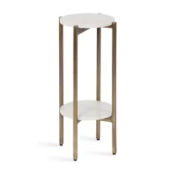 Kirklands Home Accent & End Tables|Marble Gold Accent Table White