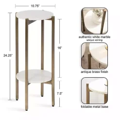 Kirklands Home Accent & End Tables|Marble Gold Accent Table White
