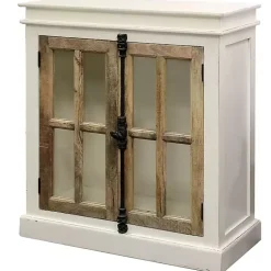 Kirklands Home Cabinets & Sideboards|White Marengo Windowpane 2-Door Cabinet