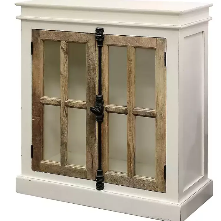 Kirklands Home Cabinets & Sideboards|White Marengo Windowpane 2-Door Cabinet