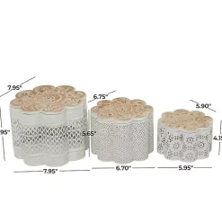 Sale Metal Floral Carved Boxes, Set of 3 Baskets & Boxes