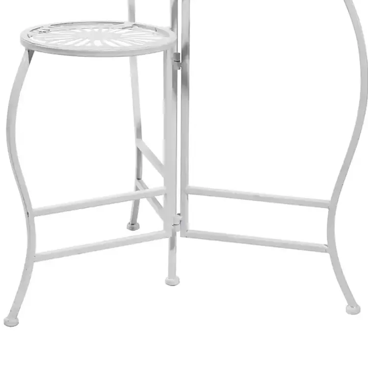 Kirklands Home Planters|Metal Floral 3-Tier Plant Stand White