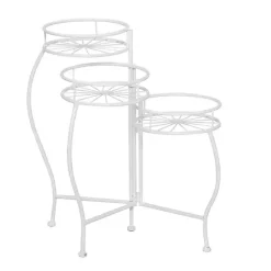 Kirklands Home Planters|Metal Starburst 3-Tier Plant Stand White