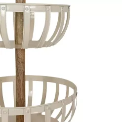 Kirklands Home Kitchen Storage|Metal 2-Tier Kitchen Basket White