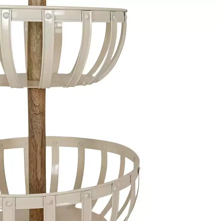 Kirklands Home Kitchen Storage|Metal 2-Tier Kitchen Basket White