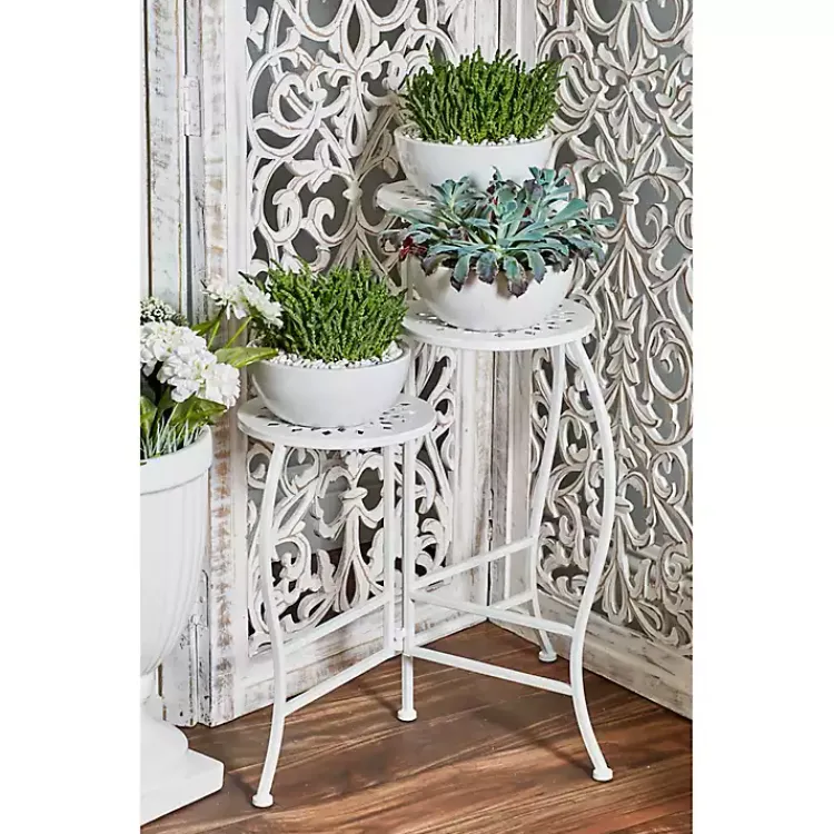 Kirklands Home Planters|Metal 3-Tier Plant Stand White