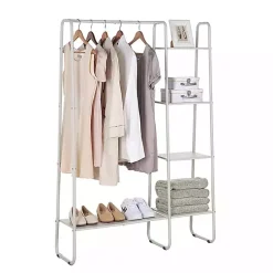 Kirklands Home Armoires|Metal 4-Tier Shelf Clothing Rack White
