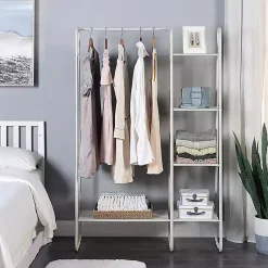 Kirklands Home Armoires|Metal 4-Tier Shelf Clothing Rack White