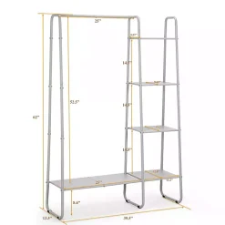 Kirklands Home Armoires|Metal 4-Tier Shelf Clothing Rack White